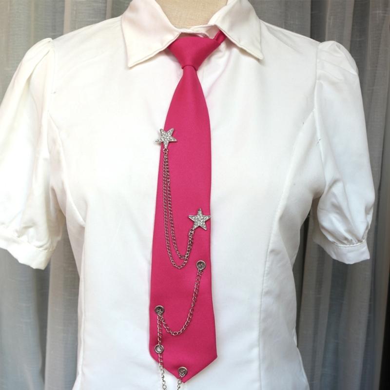 Uniform Ties For Janpanese JK Uniform Cosplay Accessory Neckwear Jk Seifuku Anime Necktie with Rhinestones Metal Chain