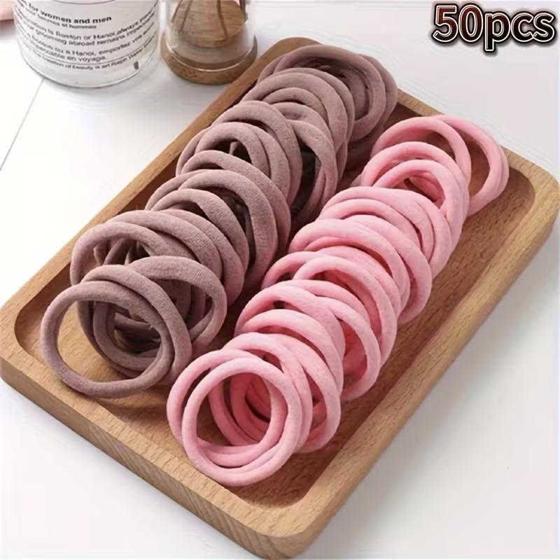 50PCS High Elastic Hair Bands Thick Ponytail Holders Durable Hair Ties for Women Girls Daily Hair Accessories