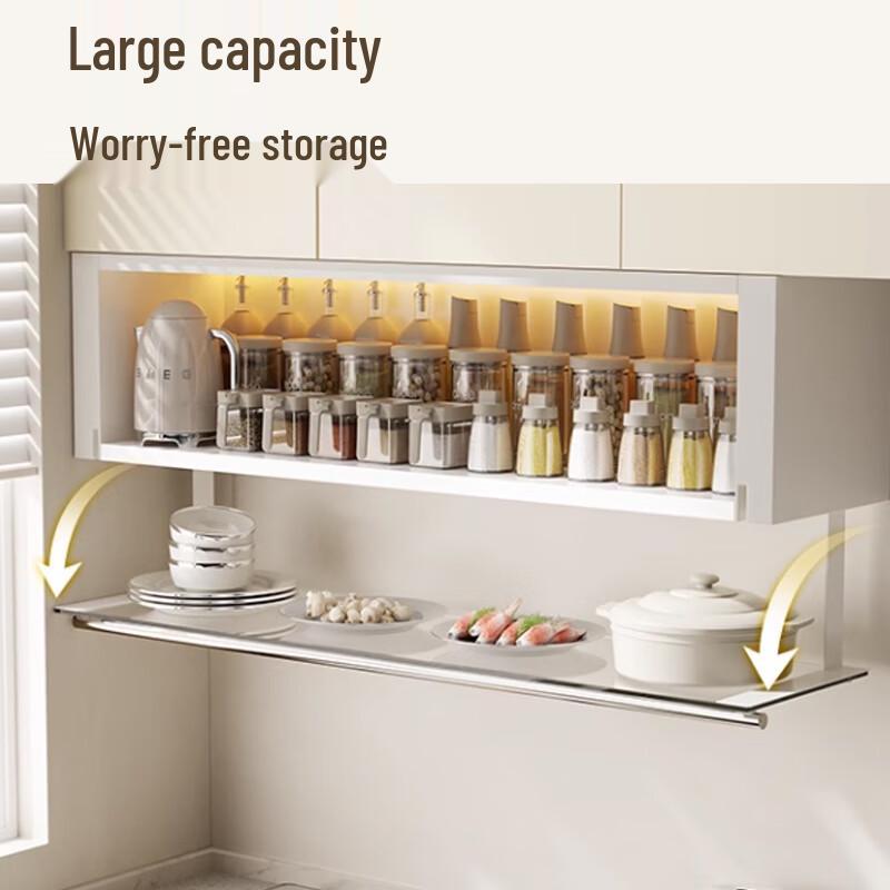 Modern Kitchen Under-Cabinet Storage Rack with Light