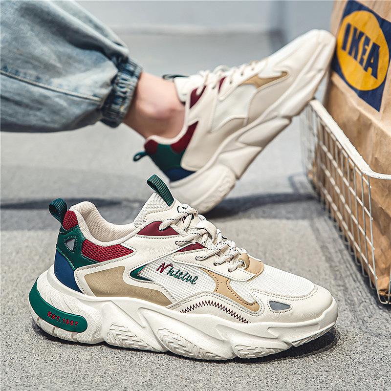 

2024 Новые модные мужские туфли с мягкой подошвой, легкие повседневные туфли на шнуровке, удобные нескользящие кроссовки для бега на толстой подошве 39