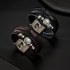 New Retro Woven Bracelet Punk Multi-layer Bead Buckle Skeleton Leather Men's