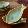 Ru Han Ceramic Underglaze Fish Snack Dish Set (3-Pack)