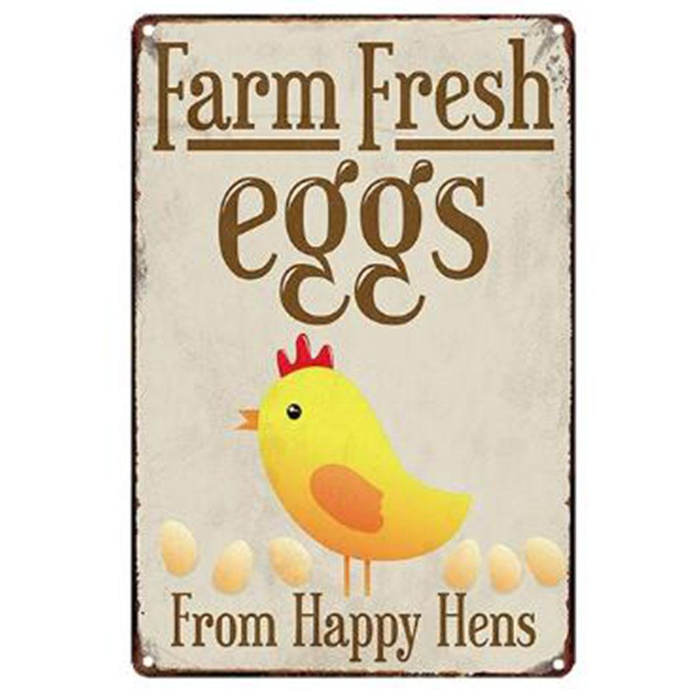 

Фермерские свежие яйца, металлическая жесть, вывеска, плакат, куриное яйцо, потертый шик, жестяные знаки, металлическая пластина 20x30 см 20x30cm