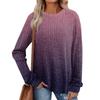 Women's Winter Color-Block Printed Lightweight Brushed-Cotton Round Neck Top