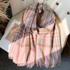 Warm Soft Scarf Plaid Print Women Shawl New Mohair Wool Scarf  Women