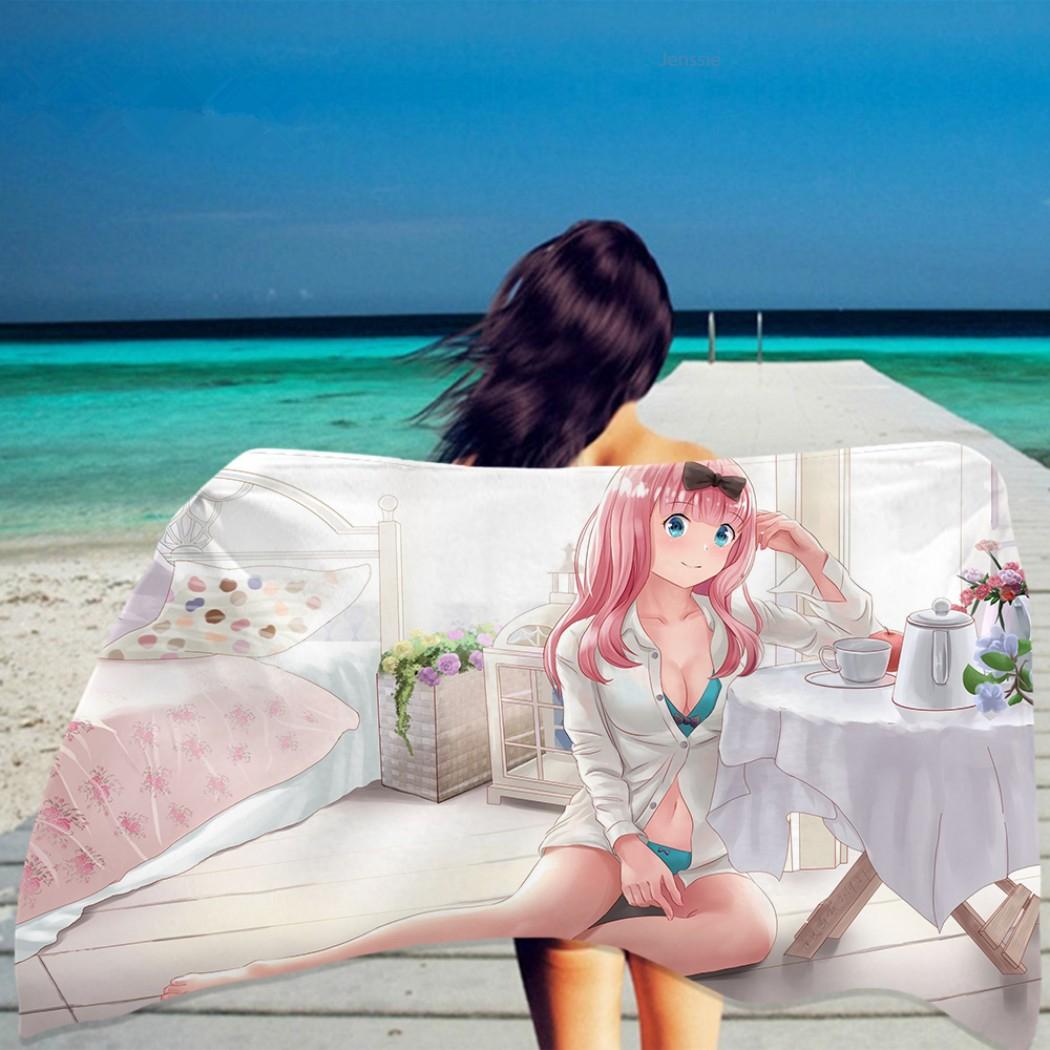 

Sexy Girls Bath Towel Japan Anime Shower Dry Beach Kawaii Bikini Lady Rectangular Absorbent W40*H60(CM)