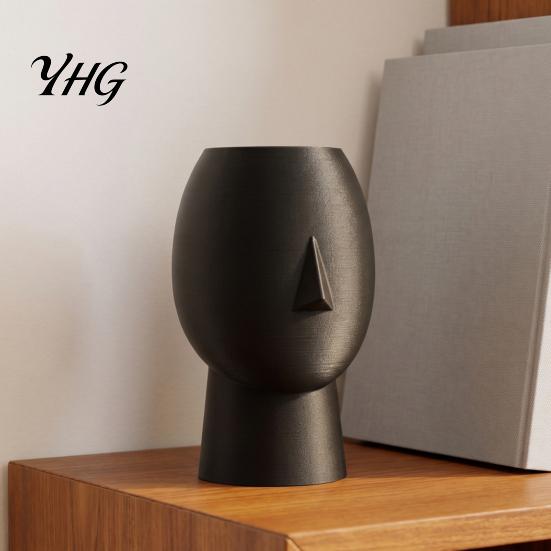 Geometric Texture Vase 3D Printed Minimalist Face Vase, Abstract Human Head Flower Shape Modern Art Decorative for Home Desktop Shelf Decor Ornament