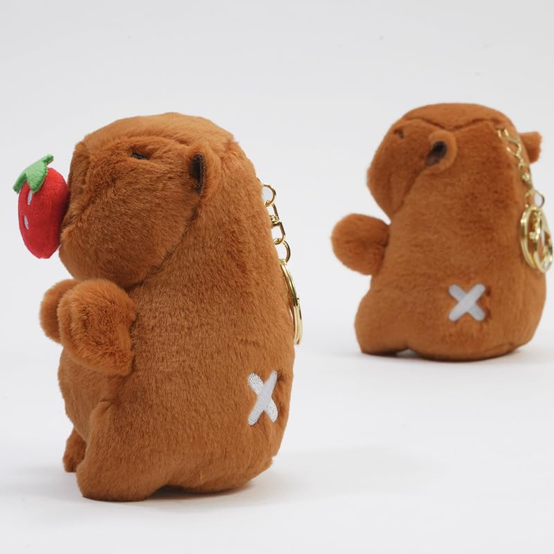 Clearstone Capybara Plush Keychain, Chavimaru, Strawberry, 18.5cm, Brown