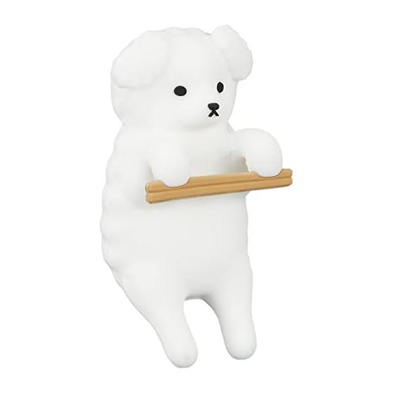 Ishida Dishwasher Safe Microwave Safe Soup Bowl Set with Silicone Chopstick Rest, White Poodle