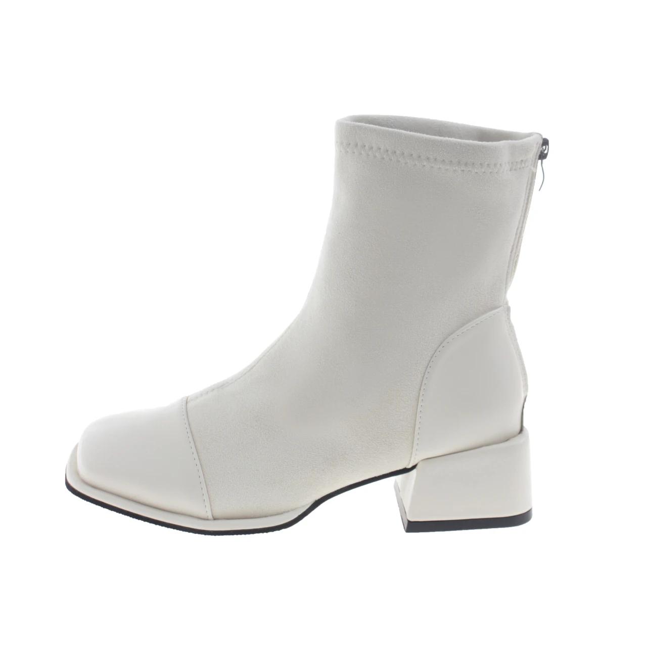 

2024 Осень Женские Ботинки-носки на платформе Готические туфли Короткие ботильоны Модные женские сексуальные высокие каблуки Черные ботильоны из флока 35 бежевый