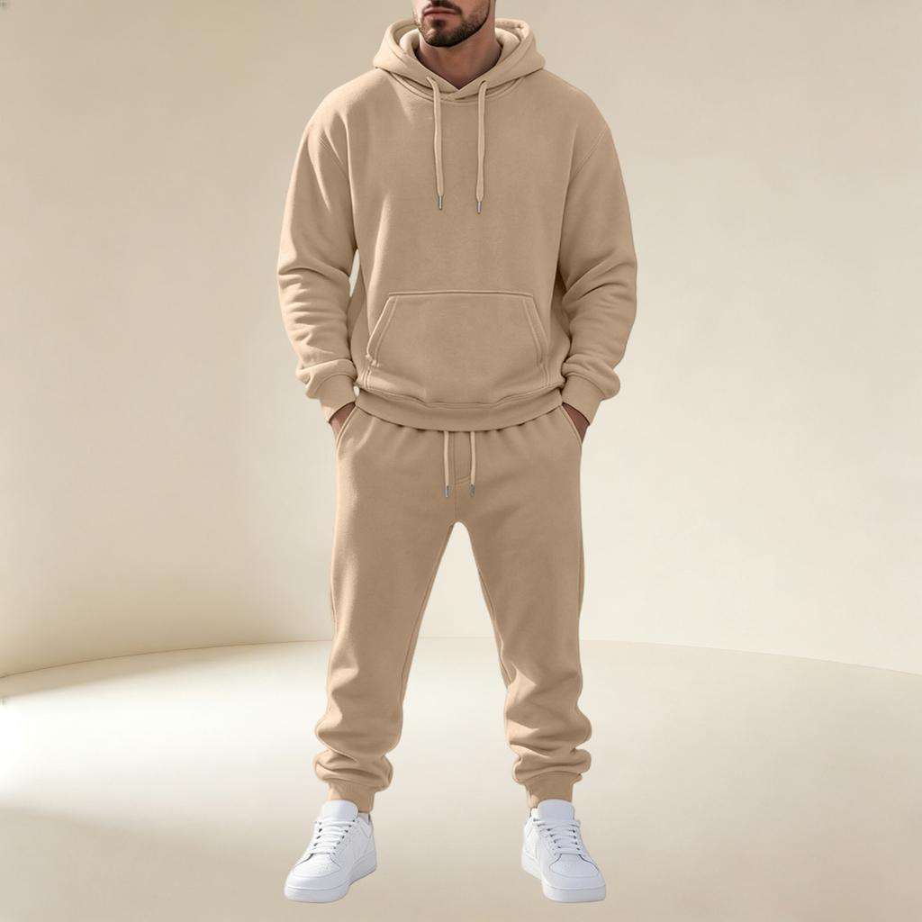Men's Pullover Hoodie Sweatshirt Athletic Set for Training and Casual Wear