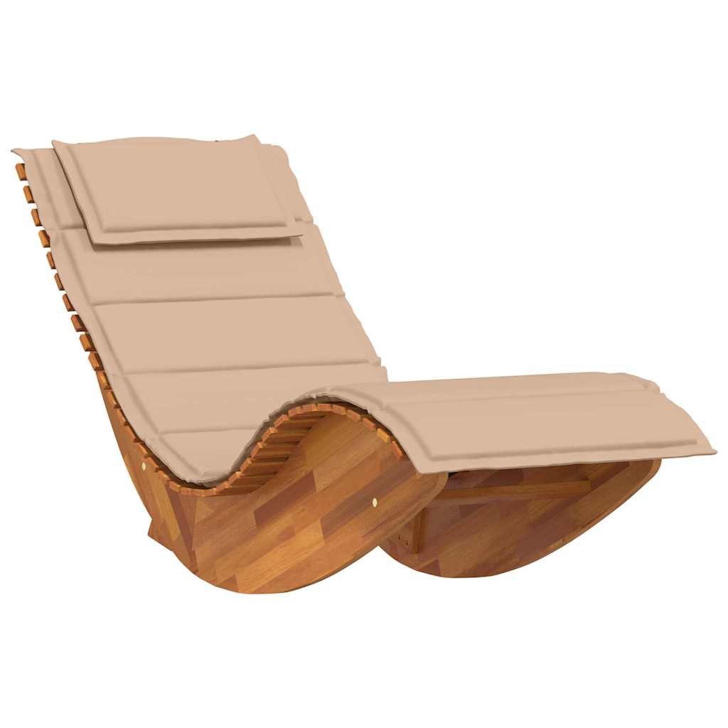 2 Person Sun Lounger with Cushions 2 Pcs Brown Solid Acacia Wood