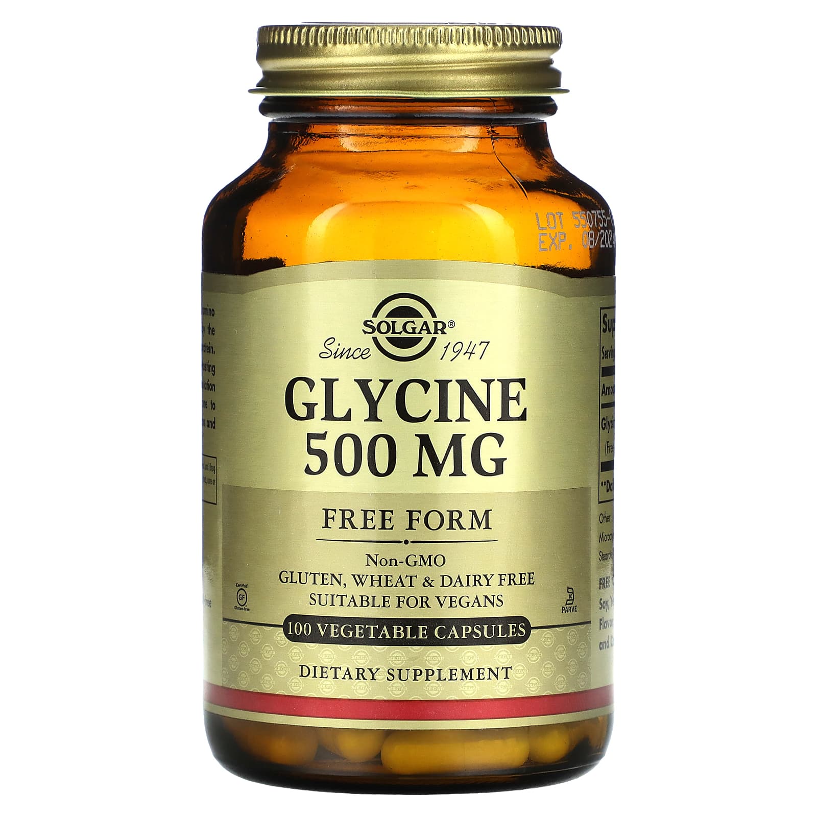 

Glycine, 500Mg, 100 Veggie Caps