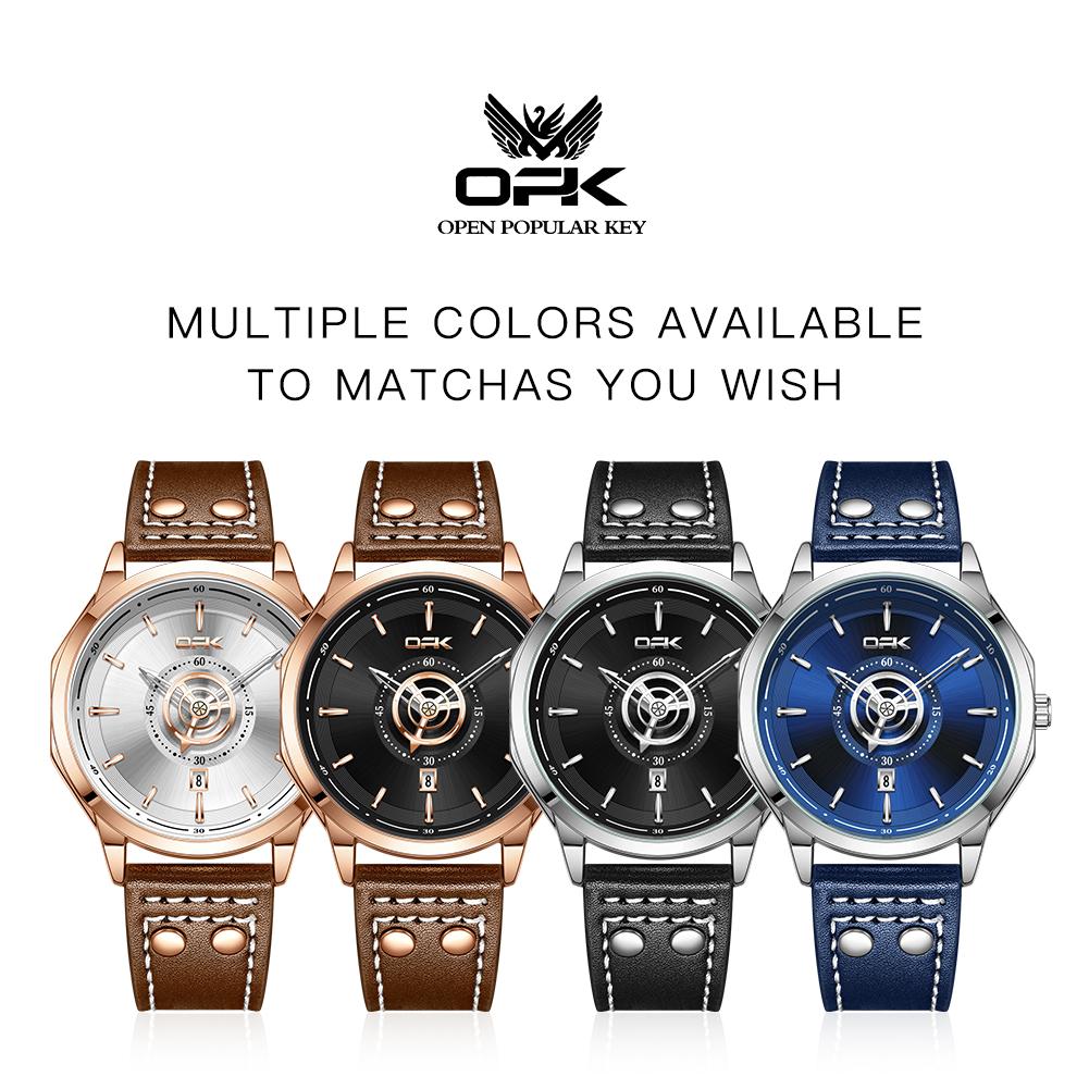 OPK Brand Watches Business Leisure Belts Single Calendar Men's Watches Waterproof Quartz Watches 8195
