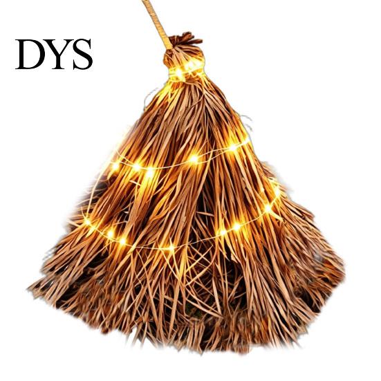 Rustic Farmhouse Fall Decorations 5.5 Ft Giant Light-up Witch Broom, Vintage Twig Broom with String Light, Unique Autumn Holiday Gift Decoration