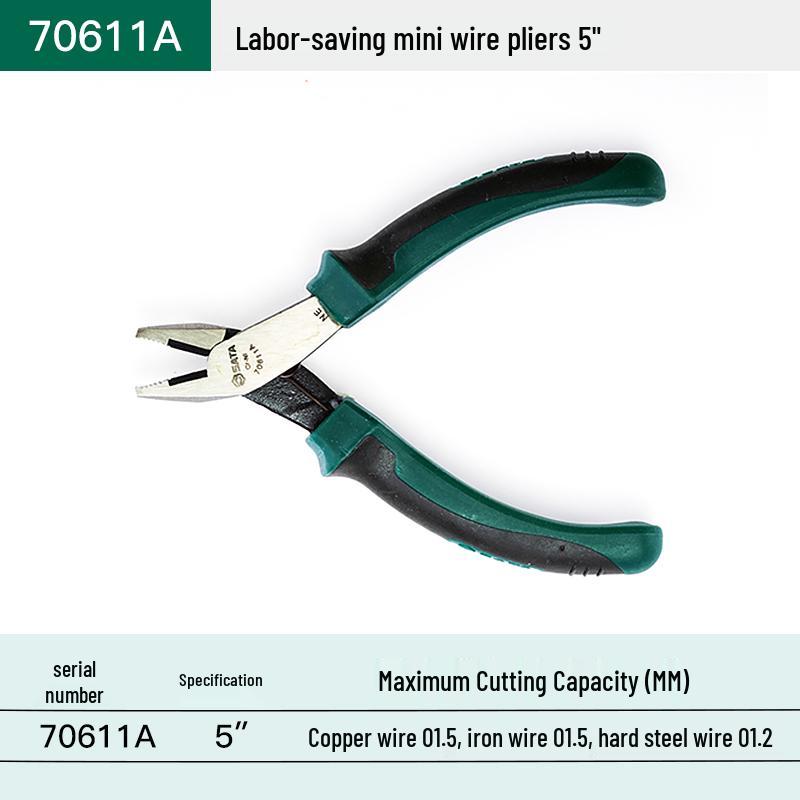 6-inch Multi-Purpose Pliers Set: Bent Nose, Pointed Nose, Flat Nose, Combination, and Diagonal Cutting Pliers.