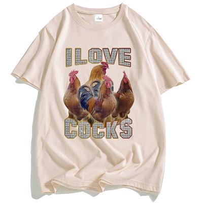 Ich liebe Schwänze Lustiges Hähne Meme T-Shirt Hühnerliebhaber Kurzarm T-Shirt Frauen Männer Streetwear Unisex