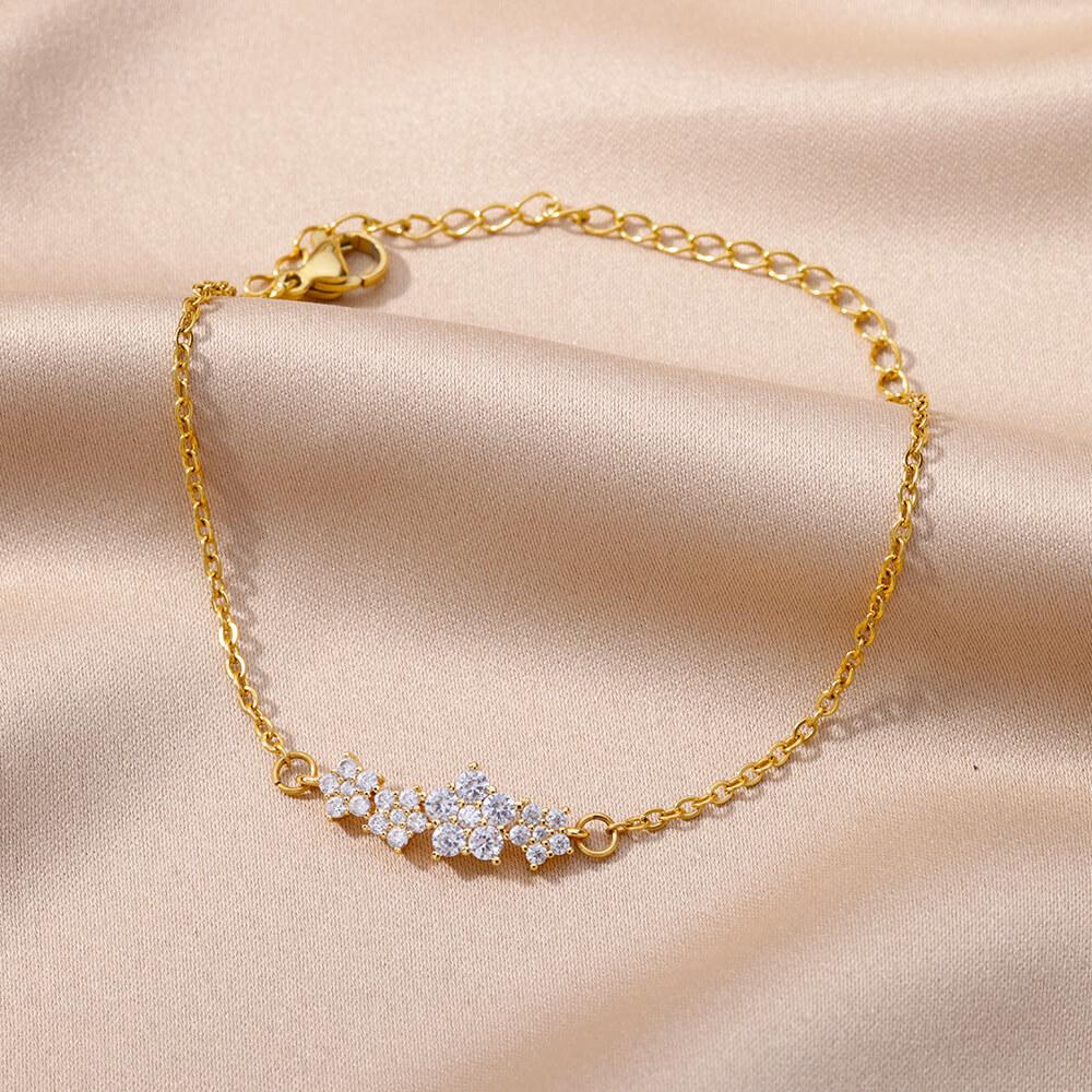 Crystal Zircon Star Bracelets For Women Fashion Gold Plated Stainless Steel Star Bracelet Party Wedding Aesthetic Jewelry Gift