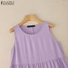 ZANZEA Women Summer Round Neck Loose Casual Sleeveless Dress