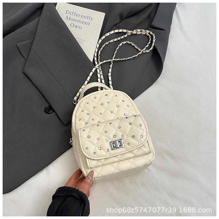 

Xiaoxiangfeng backpack female 2025 new trendy fashion Korean backpack chain messenger bag travel small backpack female белый