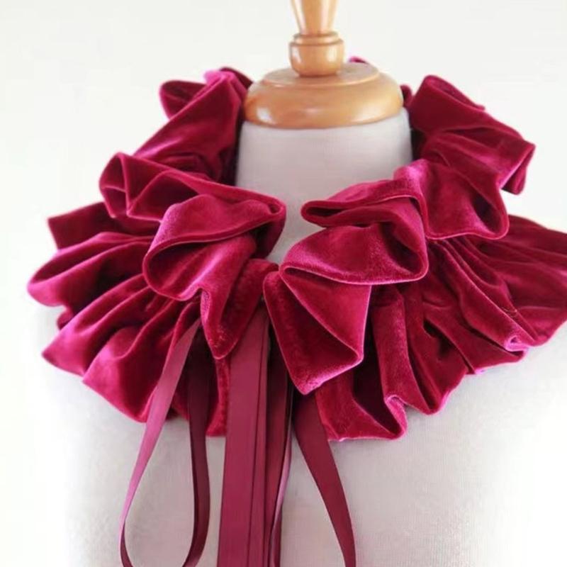 Vintage Victorian Ruffled Shrug Shawl Boleros Ribbon False Collar Renaissance Costume Cosplay Accessories for Unisex