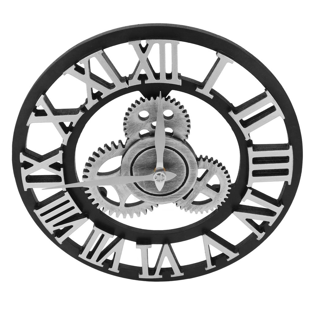 Large 3D Retro Wall Clock 34CM Vintage Wooden Gr Wall Clock Numerals Industrial   Clocks for Home Living Room Decoration