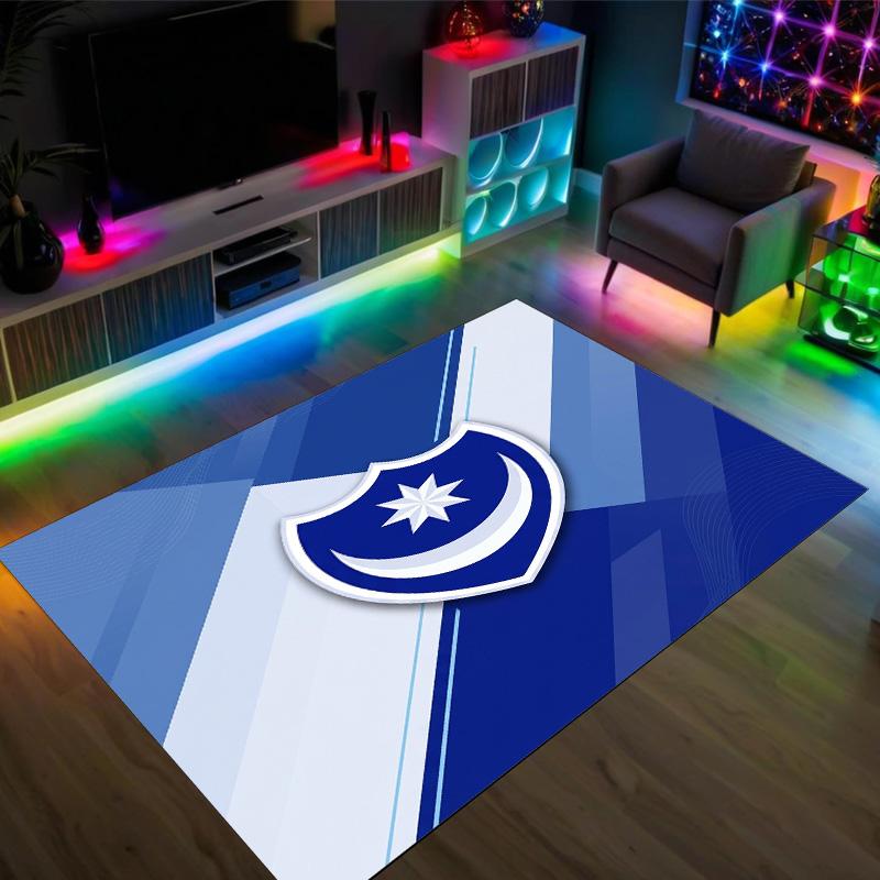 Portsmouth FC Design Kristall-Samt-Teppich Gemütlich Nicht?Rutschfester Teppich mit Aufdruck für Schlafzimmer Wohnzimmer Eingang