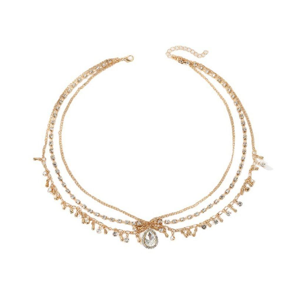 Crystal Long Tassels Hair Chain Fairy Forehead Ornament Bling Bohemian Forehead Headpiece Girls