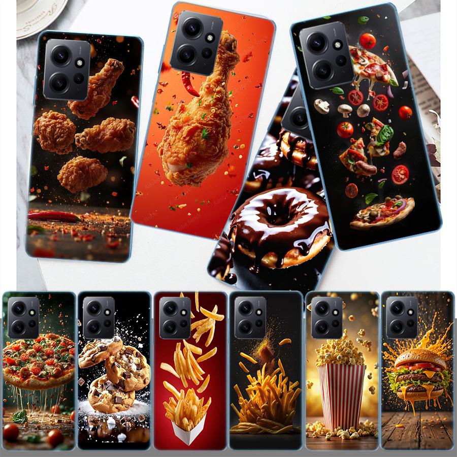 Food Fries Beer Cheese Sushi Cookie Phone Case For Redmi 12 13C 12C 15C 9 10 10C Note 13 Pro Plus 14 15 Pro 9T 9C 9A TPU Soft Co