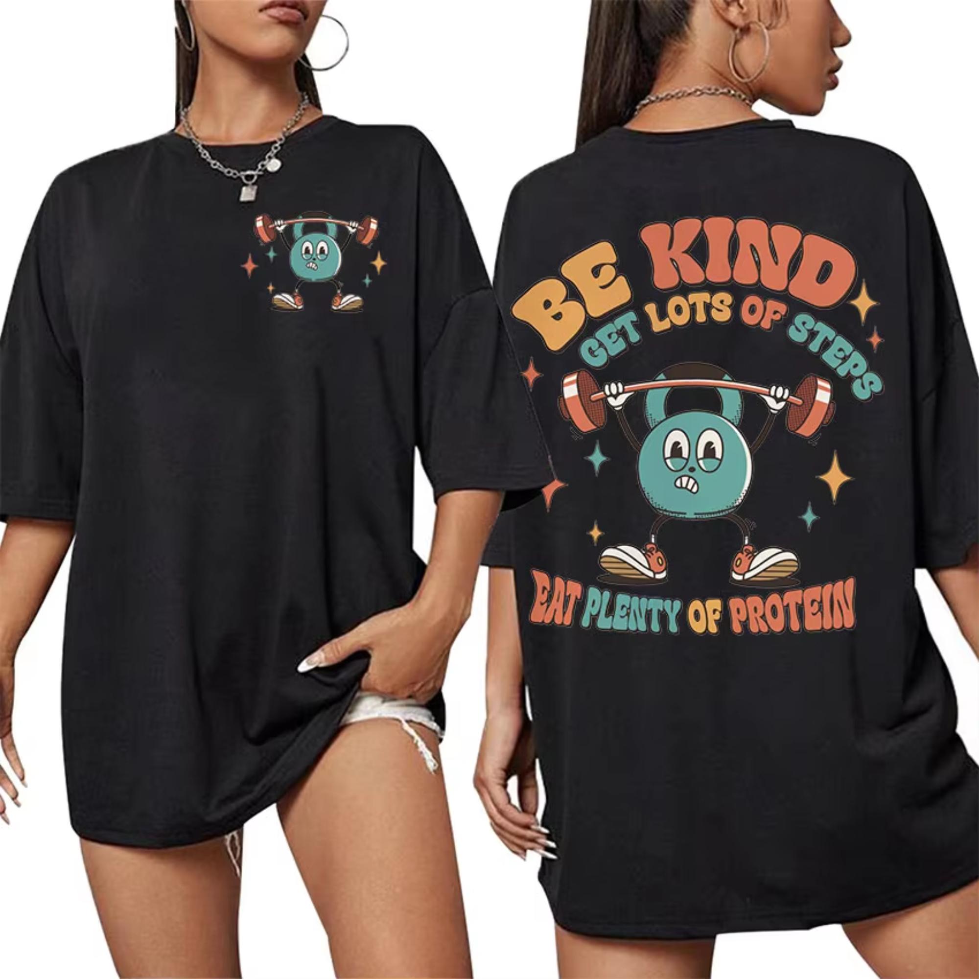 Be Happy Lift Heavy Funny Gym Printed Womens Tshirt Fashion Trend Top SpringSummer Pure Cotton Unisex Short Sleeve Tshirt M