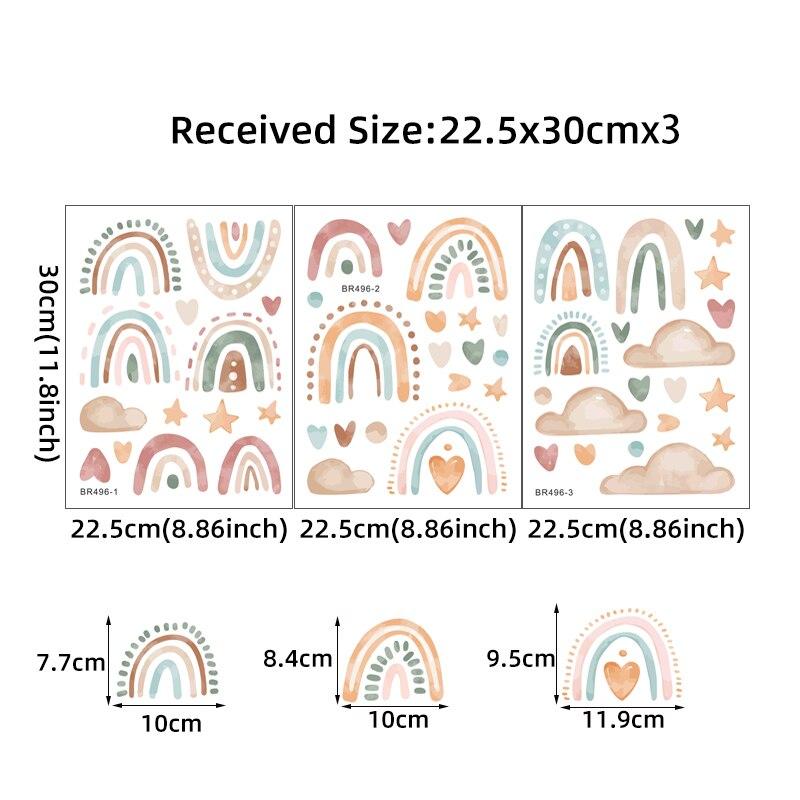 1PC Boho Colo Rainbow Cloud Star Wall Stickers for Waterproof Removable PVC Kids Room Kindergarten Home Decoration