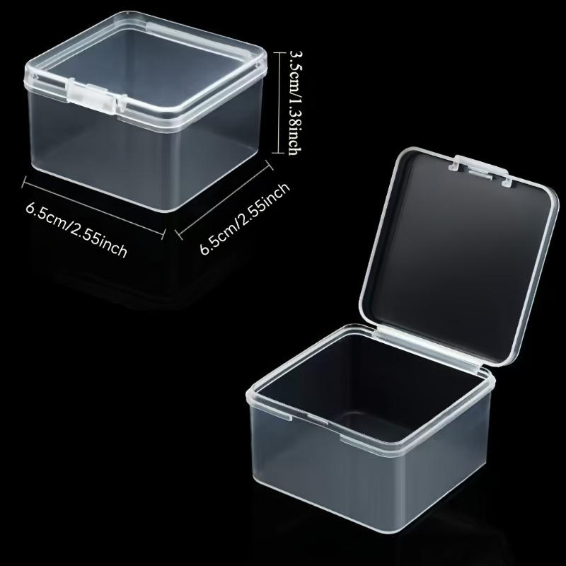 50 Stück Klare Klickdeckel Kunststoff-Aufbewahrungsboxen Stapelbarer Organizer Kleine Quadratische Boxen für Bastelbedarf Schmuck DIY Perlen Behälter Set