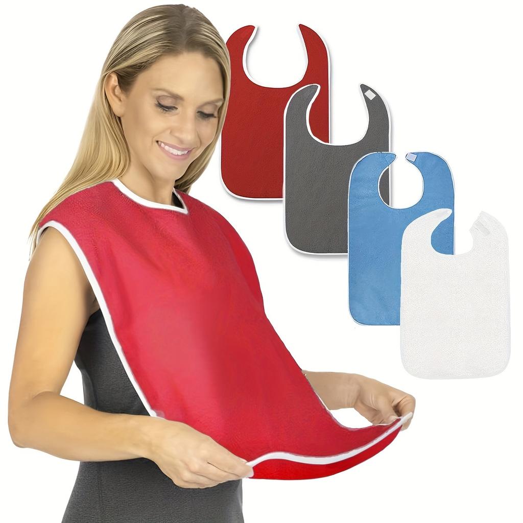 4pcs Adult Bibs, Apron Bib For Men And Women, Suitable For Seniors, Stain Resistant Diet Cloth