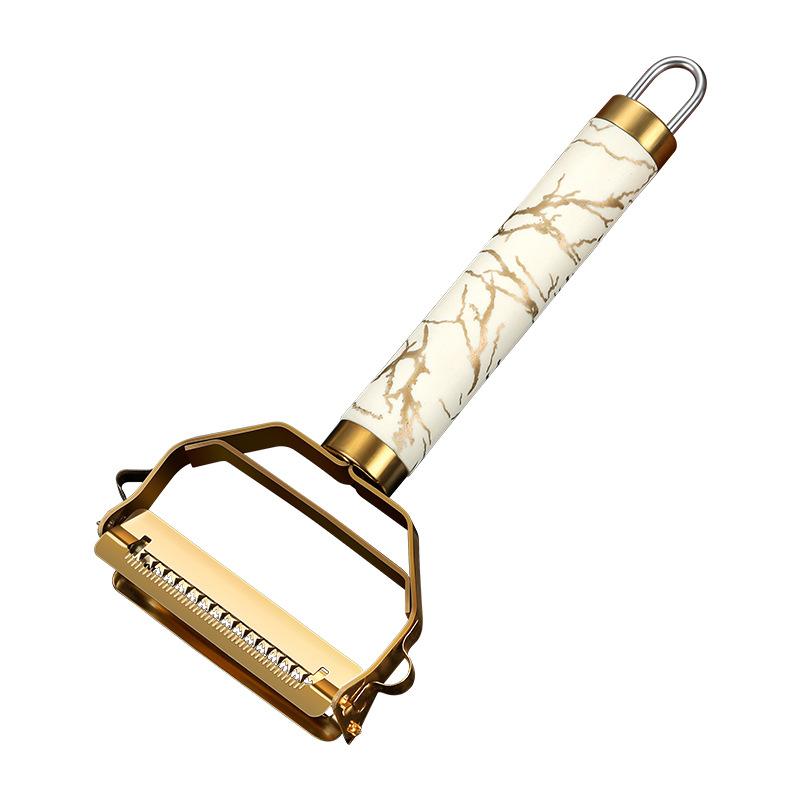 Titaniumgold Drei-in-Eins Obst- und Melonenhaushaltsschäler Küchenkleingerät Obstmesser Schäler Schäler