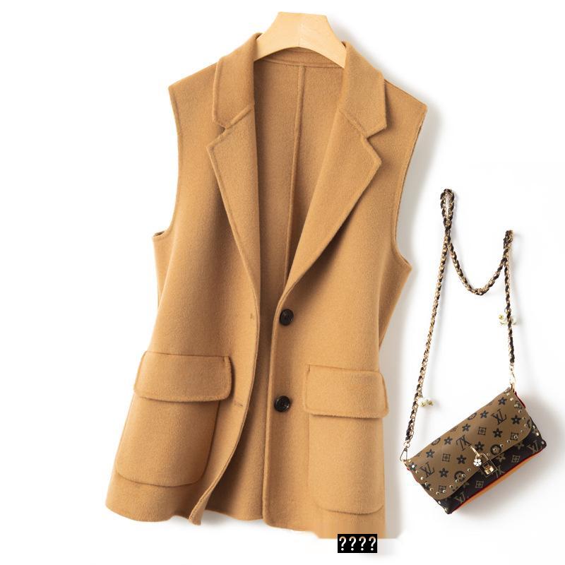 2023 Women's Double-Sided Cashmere Wool Vest: Sleeveless, Short Black Suit Coat