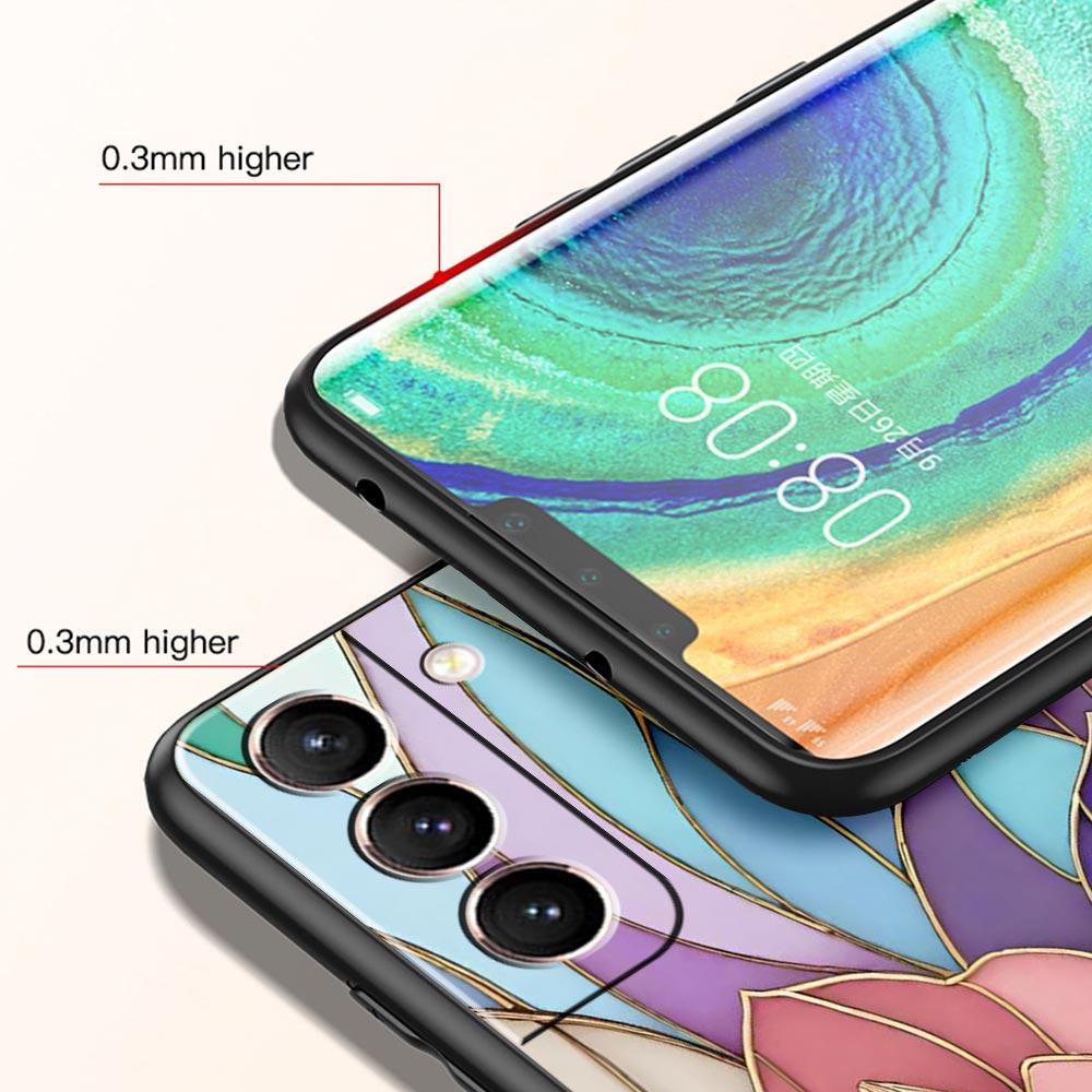 Fashion Flower Pattern Phone Case For Samsung Galaxy S26 Ultra S25 Plus S24 FE S23 S22 5G S21 S20 Cover Black Soft