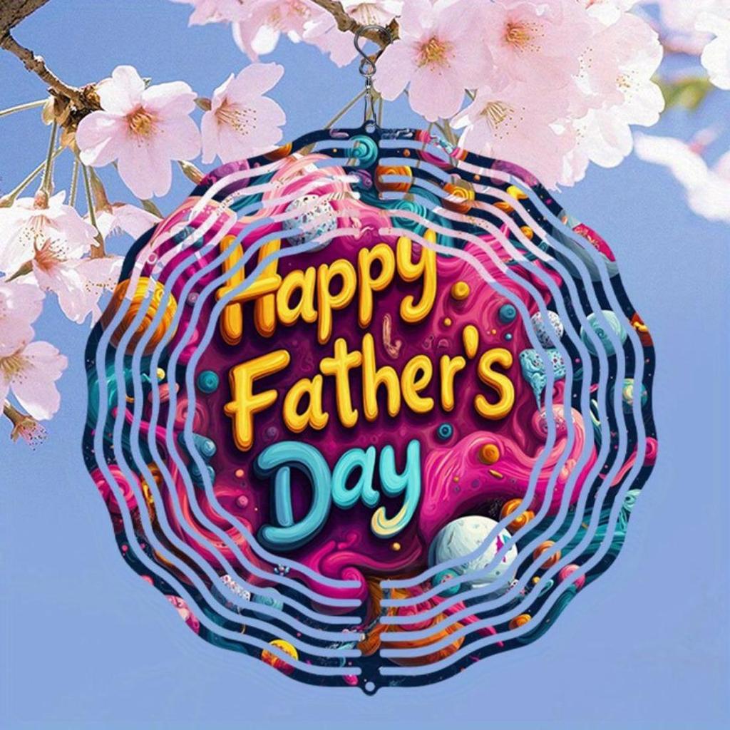 1 Stück Mandala-Windspiel mit Vatertagsthema - Hängende Metalldekoration mit lebhaften Farben, Ganzjahres-Garten- und Innendekoration