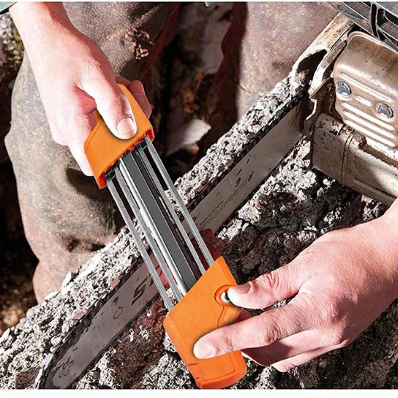 2-in-1 Manual Chainsaw Sharpener - 4.0/4.8mm File & Whetstone Grinder (Durable, High-Precision, Universal Fit)