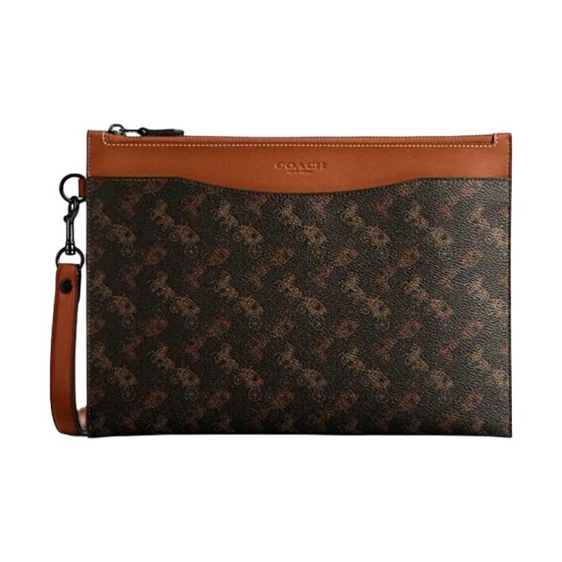 

Coach Hitch 30 Carriage Theme Print Coated Canvas Clutch Bag Large Men clutch bag Truffle CW669-A7U Basic Set (Bag+Dust Bag)