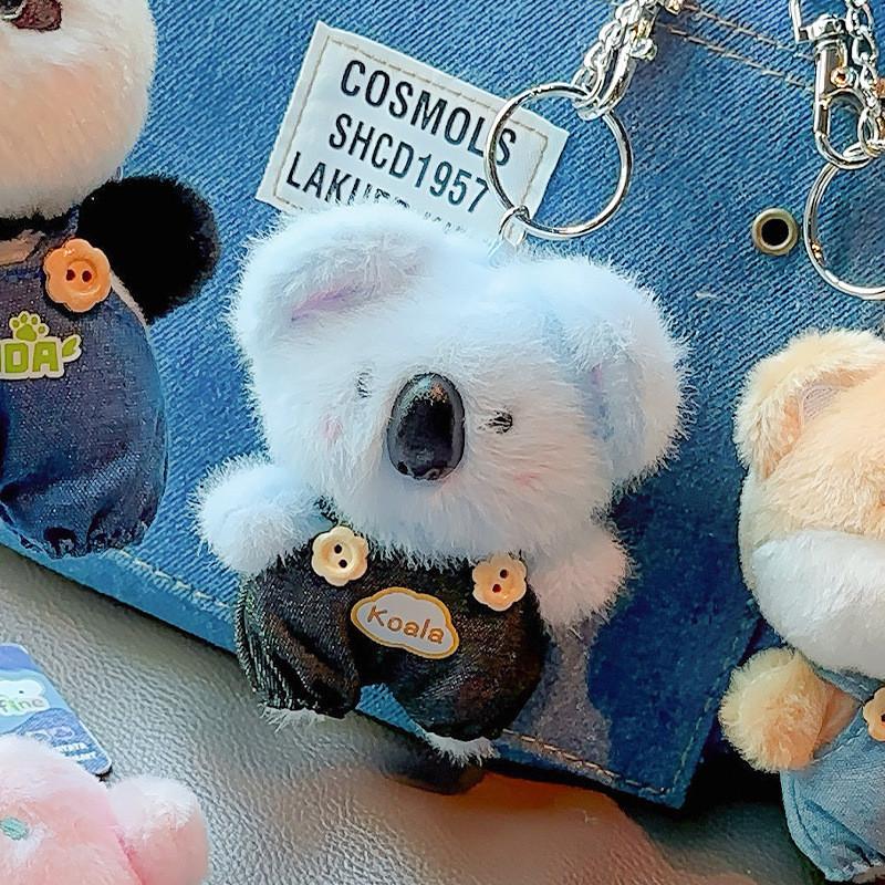 Jinnew Trendy Original Keychain With Soft Plush Cartoon Animal Designs In Style Denim