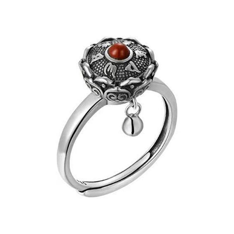 Buddhist Rotating Rings Fidget Finger Anti Stress Anxiety Spinner Open Adjustable Good Luck Buddhist Tibetan Prayer Wheel Ring