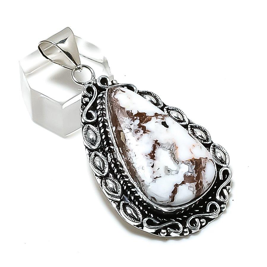 Natural Wild Horse Gemstone Handmade 925 Sterling Silver Pendant 2.25" ETC-14269