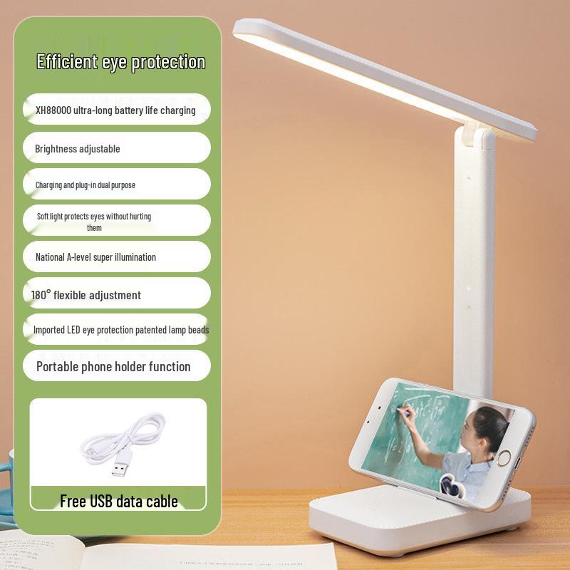 Eye-Protecting LED Desk Lamp with Touch Dimming and Color Change, Rechargeable for Dorms, Bedrooms, or Study Rooms.