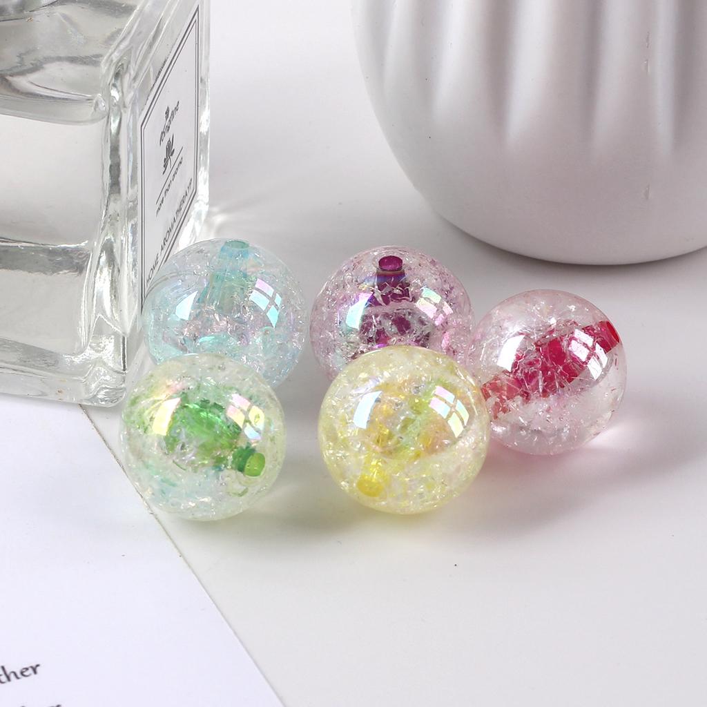 Acrylic Transparent Plated AB Color Bursting Straight Hole Pattern Round Plastic DIY Floral Colored Beads Jewelry Accessories
