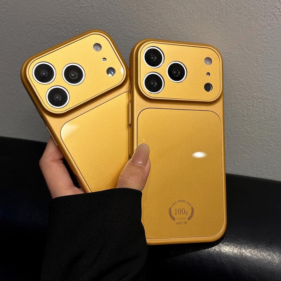Tempered Glass Magnetic Gold Phone Case For For Iphone 17 Air 11 12 13 14 1 16 Pro Max Big Window Protector Cover