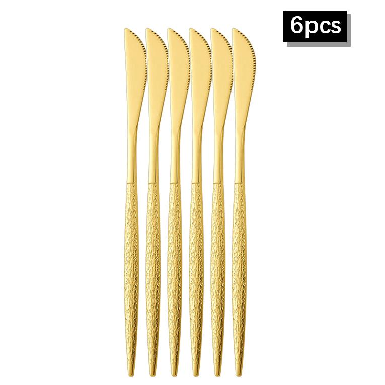 30pcs Gold hammered cutlery set, stainless steel steak cutlery, coffee spoon, teaspoon cutlery, dishwasher safe, beautiful