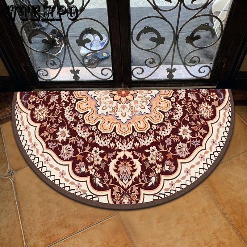 

Half Circular Floor Mat Bathroom Non Slip Carpet Household Door Mat Dirt Resistant Foot Mat radius 5Ox diameter 1OOCM