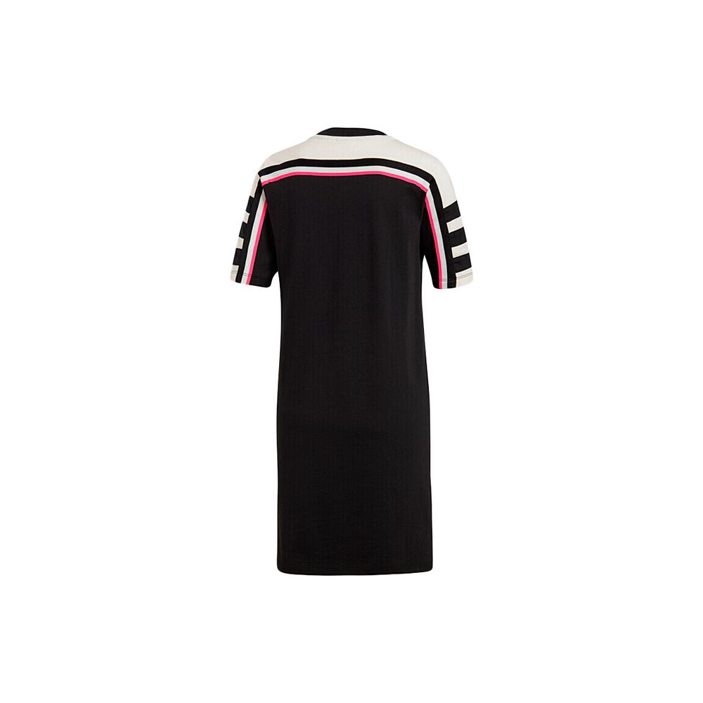 Adidas Originals Sports Lifestyle Series Casual Breathable Short Sleeve Dress Women Dresses Black DH4190