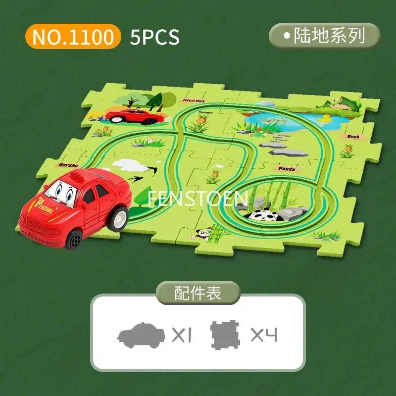 Non-Toxic Children Puzzle Electric Railroad Speeder Diy Assembly Electric Car Automatic Rail City Scene Construction Education Toy Gift