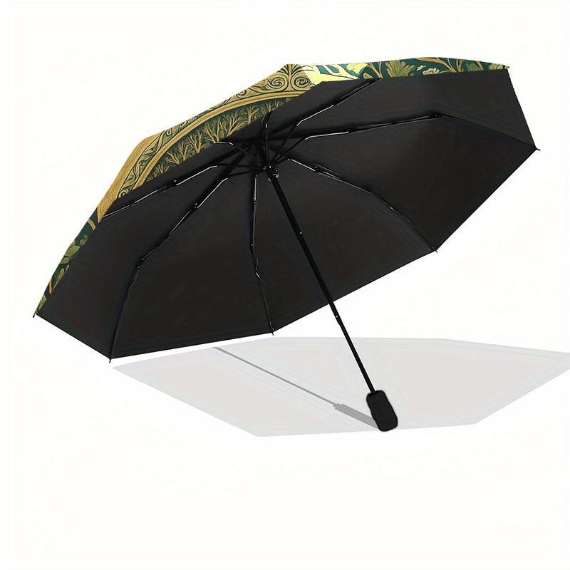Forest Fox Elegance: Unique Decorative PlateUmbrella, Portable 3-Fold Umbrella for Men & Women,Christmas Gift ES342